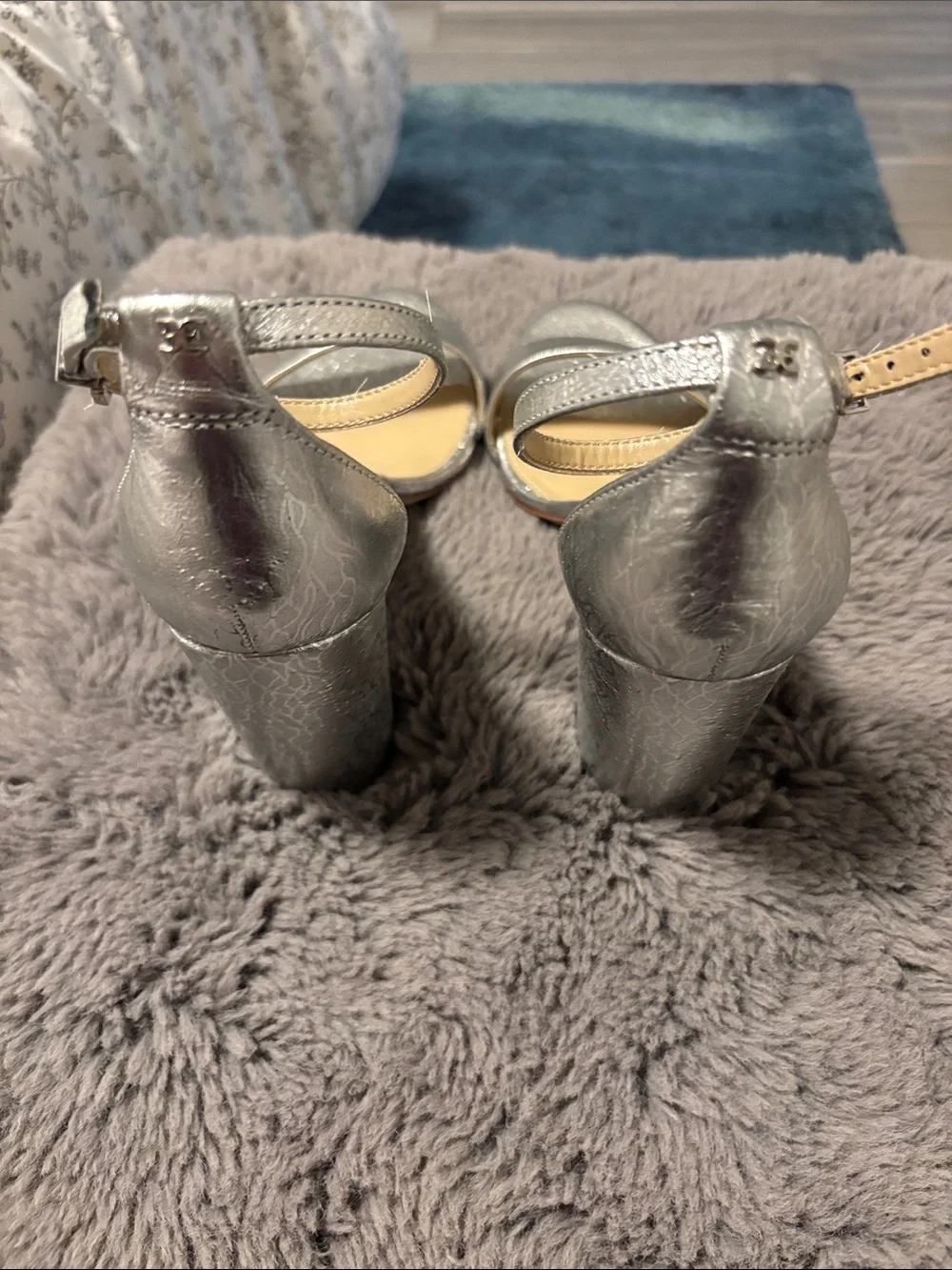 Sam Edelman Silver Open-Toe Ankle-Strap Sandals - Picture 4 of 5